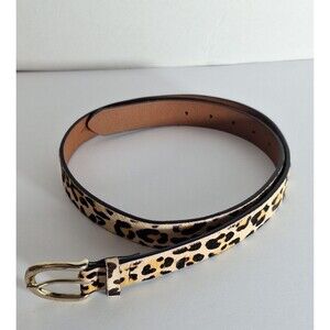 Women's Calf Hair Leather Belt Size Medium Cheetah Print Festival Grunge Westen